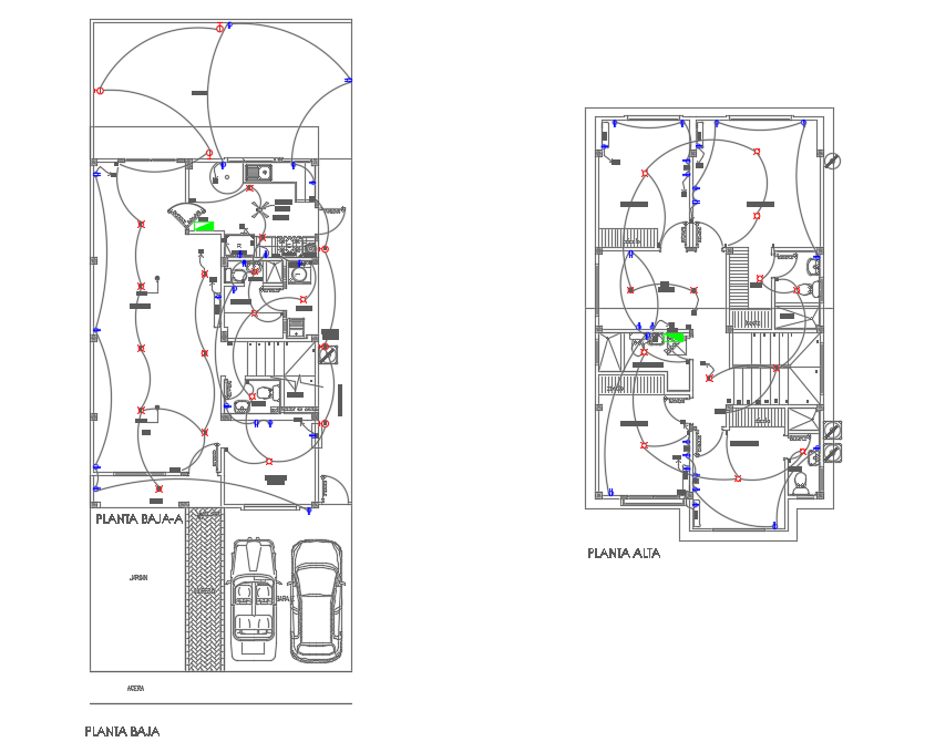 Two story residential building electrical detail drawing