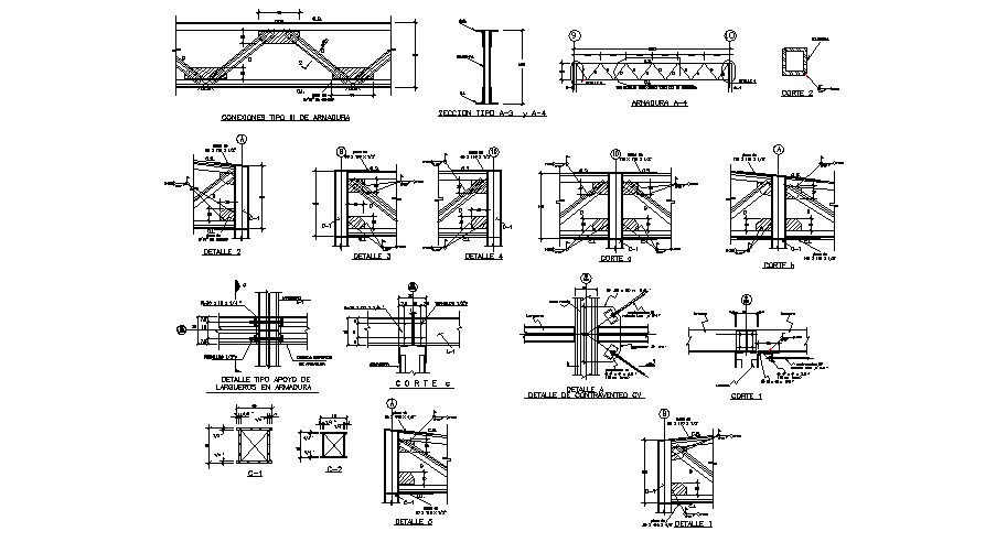 Type of support of armoring slog for roof construction details dwg file