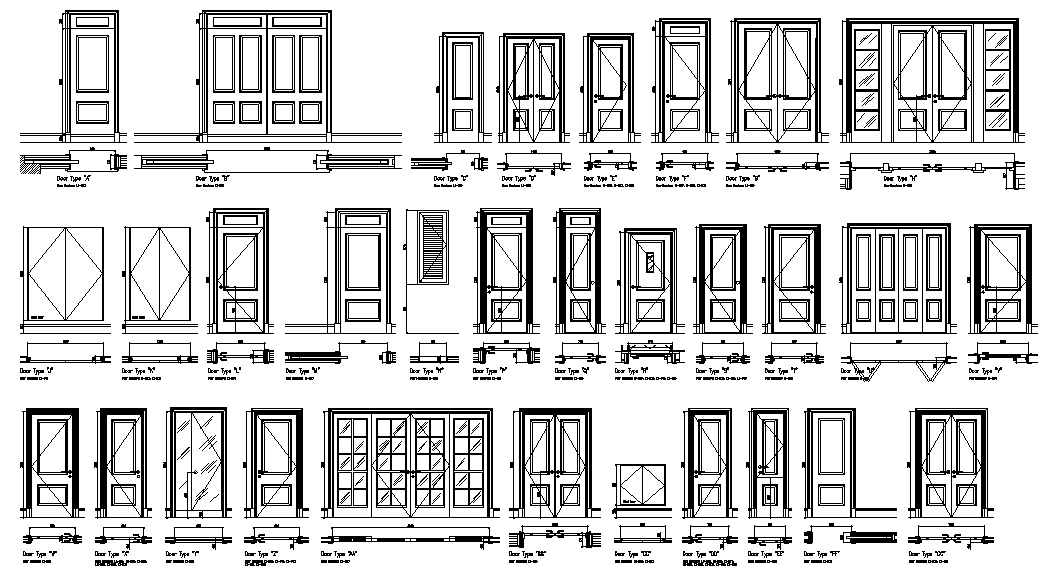 Types of door elevation  dwg file