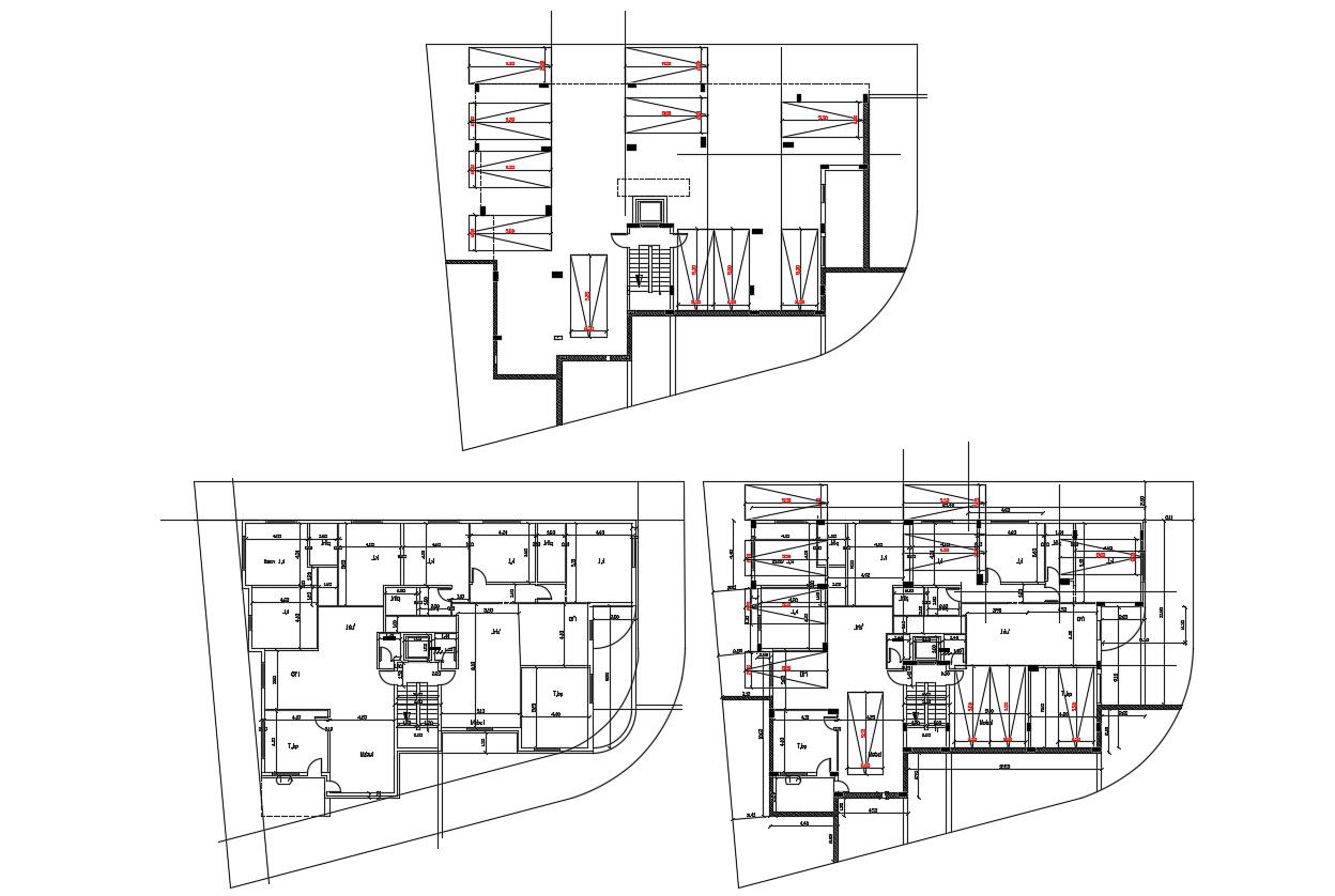 Typical Apartment Plan With Parking Lot DWG File