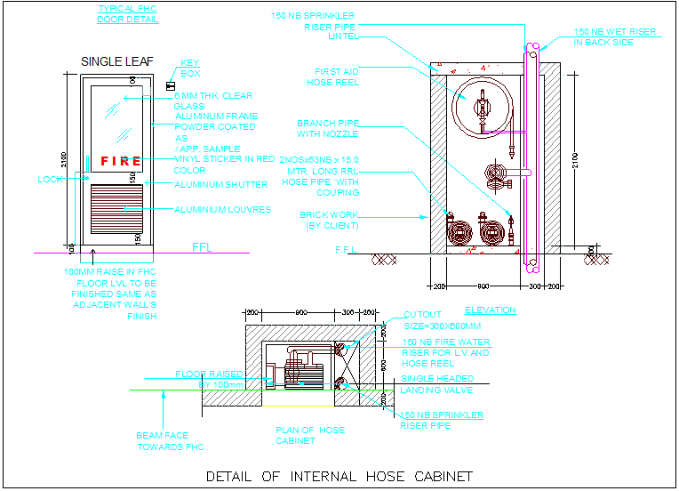 Typical FHC fire door CAD detail drawing for architects and engineers