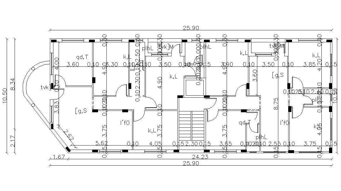 Typical Floor Plan Of Residential Building Design AutoCAD File