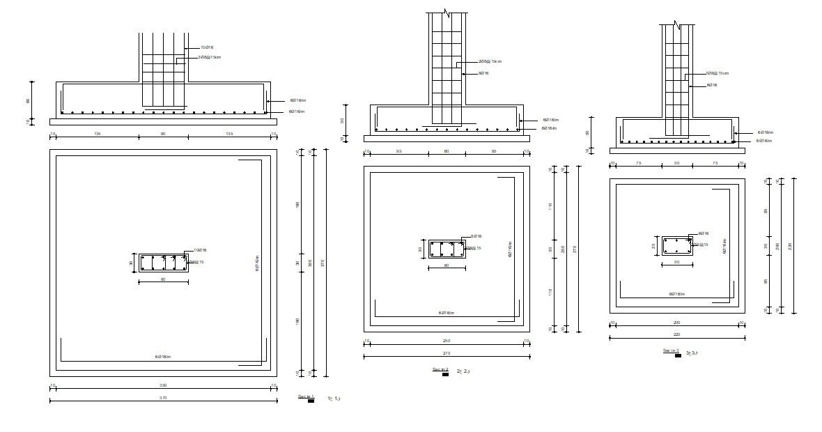 Typical Foundation Plan IN Different Size CAD Drawing
