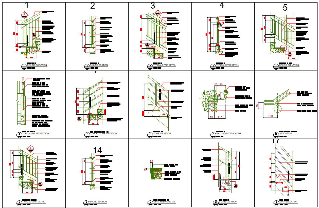 Typical Stair Construction CAD Drawing