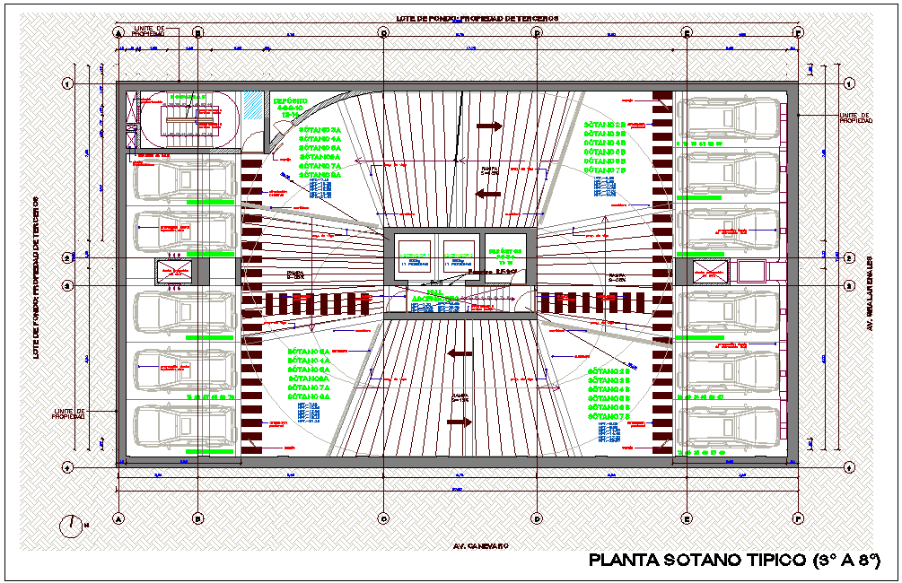 Typical basement plan third to eight floor plan for office design dwg file