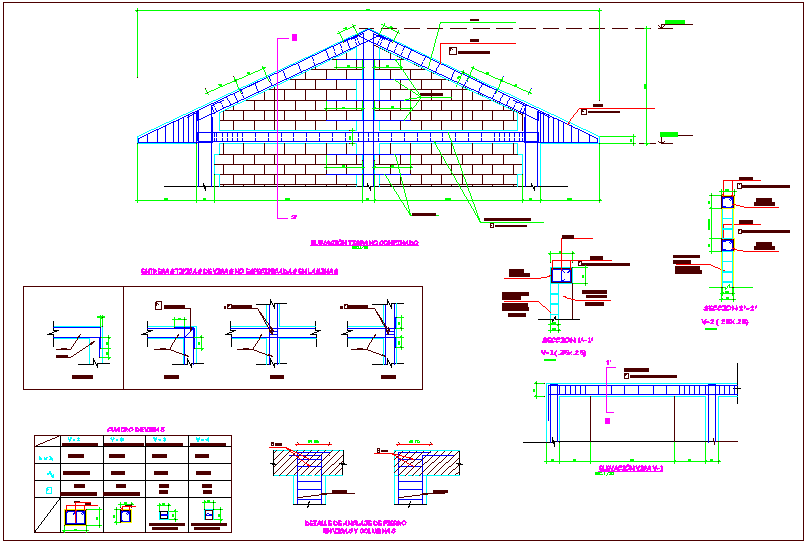Typical beam and sheet view of structural view of school elevation view dwg file