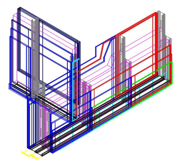 Typical detail of glass sliding window, 