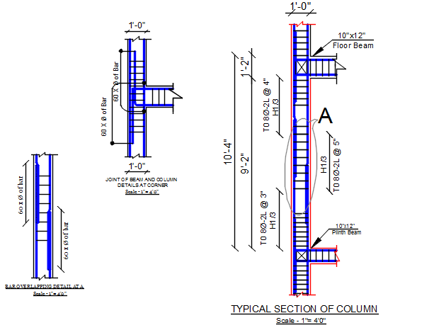 Typical section of column detail dwg file