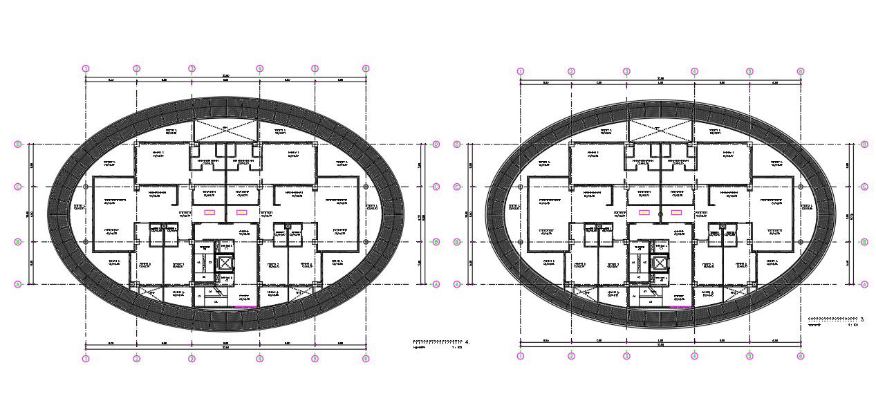 Typical Apartment 3 BHK Layout Plan CAD Drawing DWG File