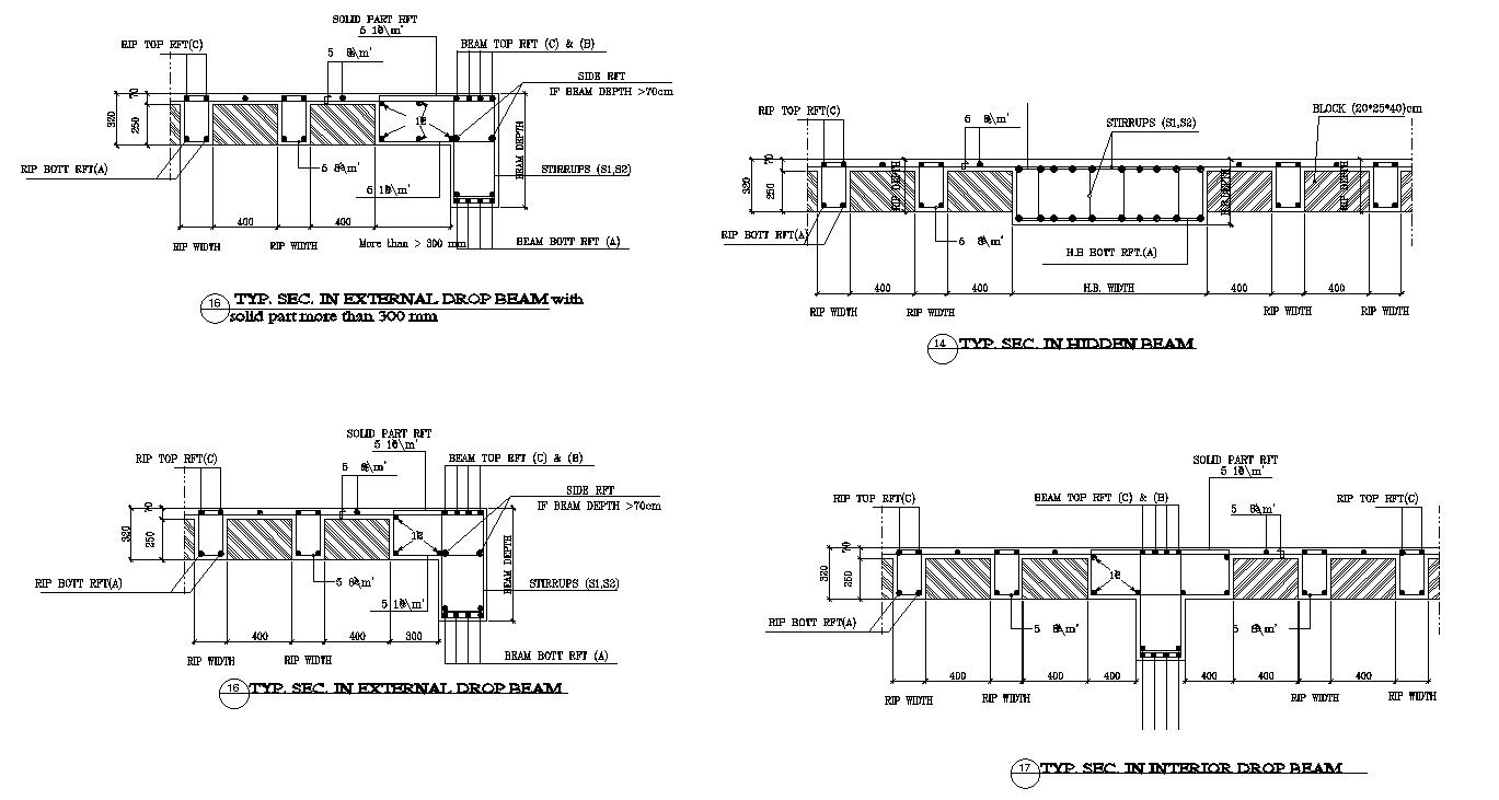 Typical Beam Cross Section CAD Drawing In DWG File