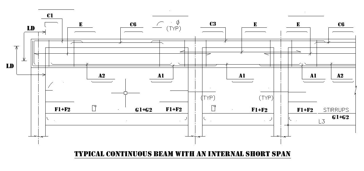 Typical Continuous Beam An Internal Short Span AutoCAD Dwg Files