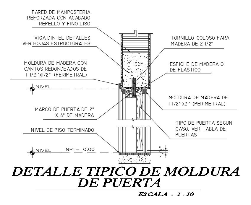 Typical Door Molding Drawing DWG File