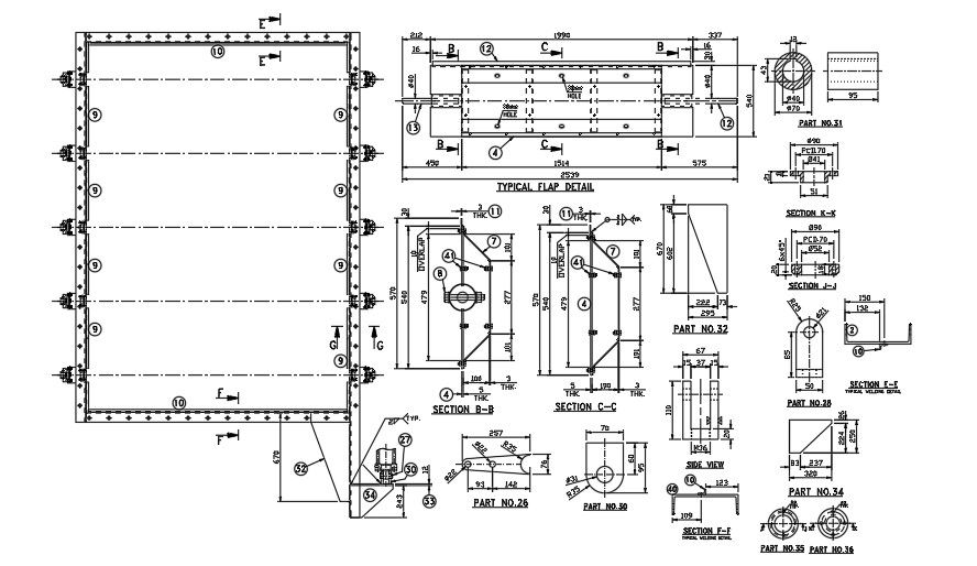 Typical Flap Plan And Section Layout CAD File