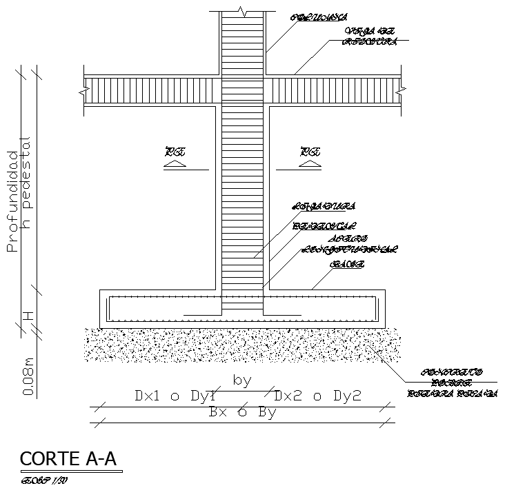 Typical Footing Elevation  detail DWG AutoCAD file