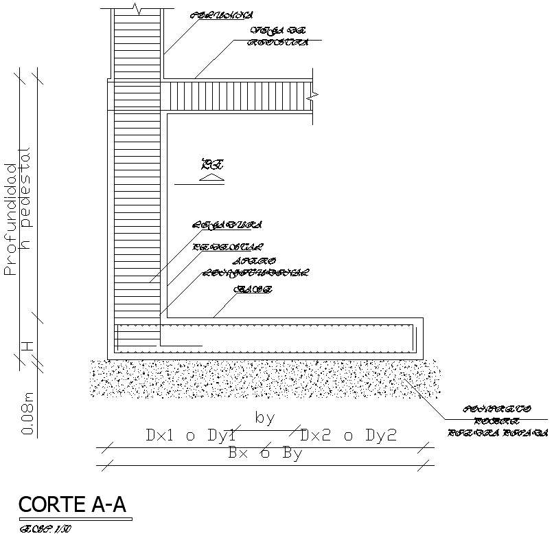 Typical Footing Section Detail DWG AutoCAD file