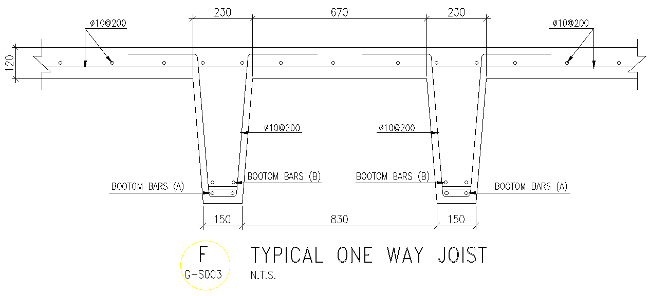 Typical One way joist Detail section DWG AutoCAD file