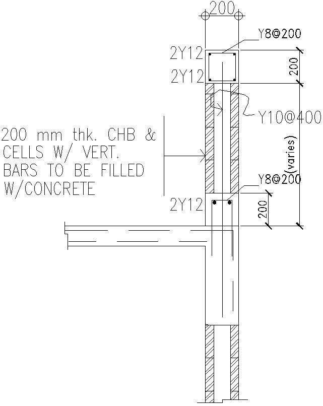 Parapet Wall DWG File Layout with Reinforcement and Section Details