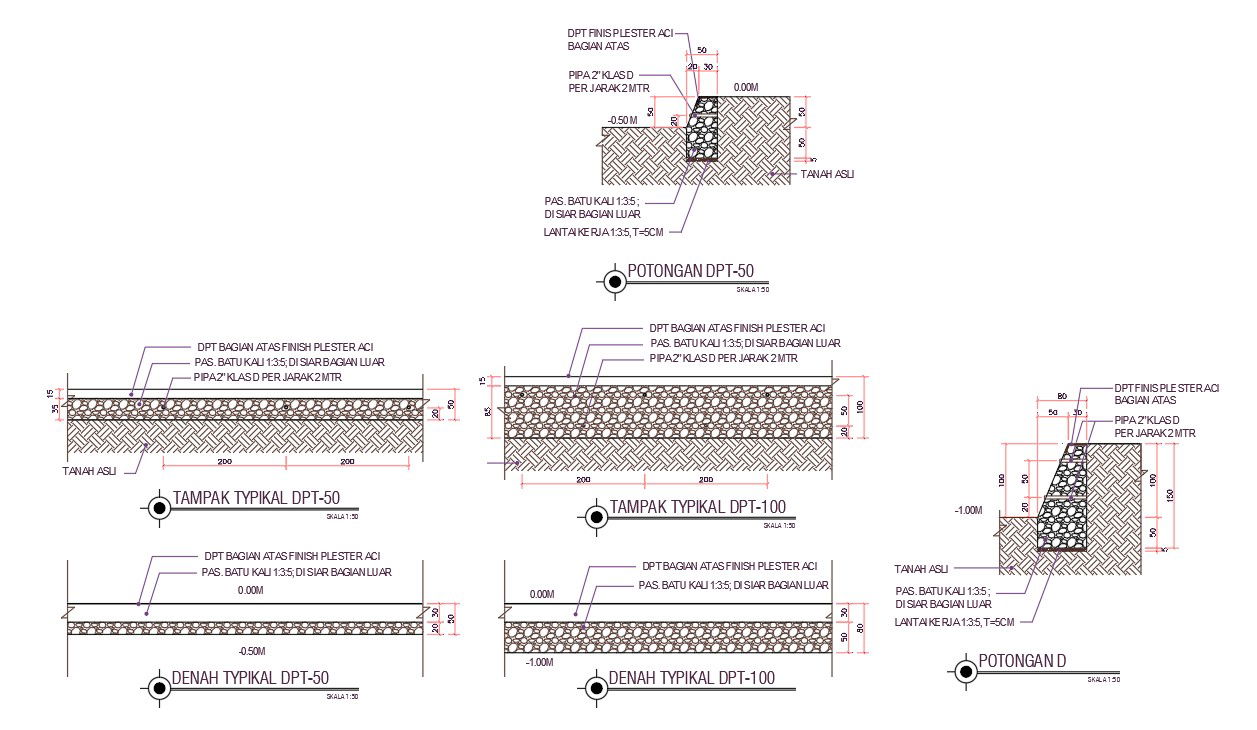 Typical Retaining Wall Design AutoCAD File