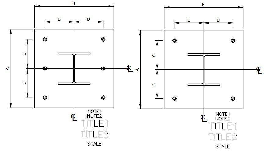 Typical Section details of the Baseplate are given in this 2D AutoCAD DWG drawing. Download the AutoCAD 2D DWG file.