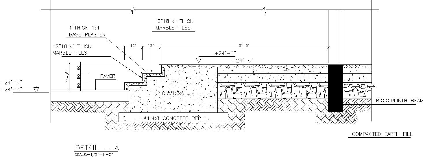 Typical Section of RCC plinth beam in AutoCAD, dwg file.