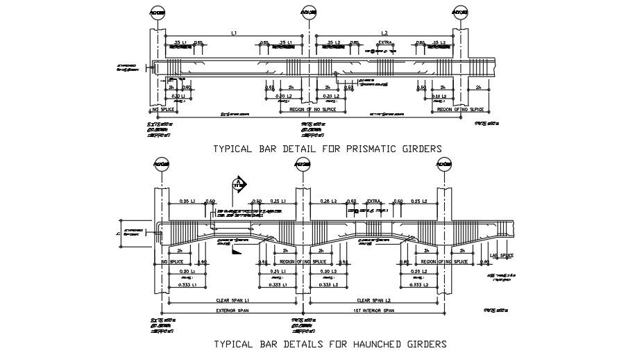 Typical bar detail for prismatic girder drawing