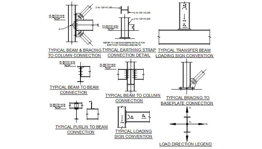 Typical beam and column connection Section details are given in this 2D AutoCAD DWG drawing.Download the AutoCAD 2D DWG file.