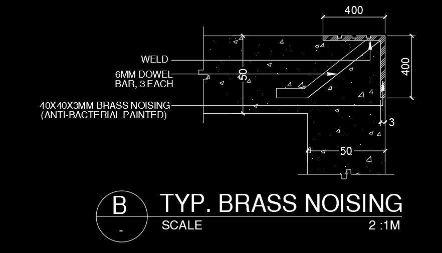 Typical brass nosing Autocad drawing is given in this model