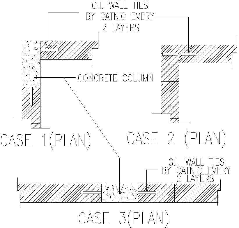 Typical column and wall anchorage detail in AutoCAD, dwg file.