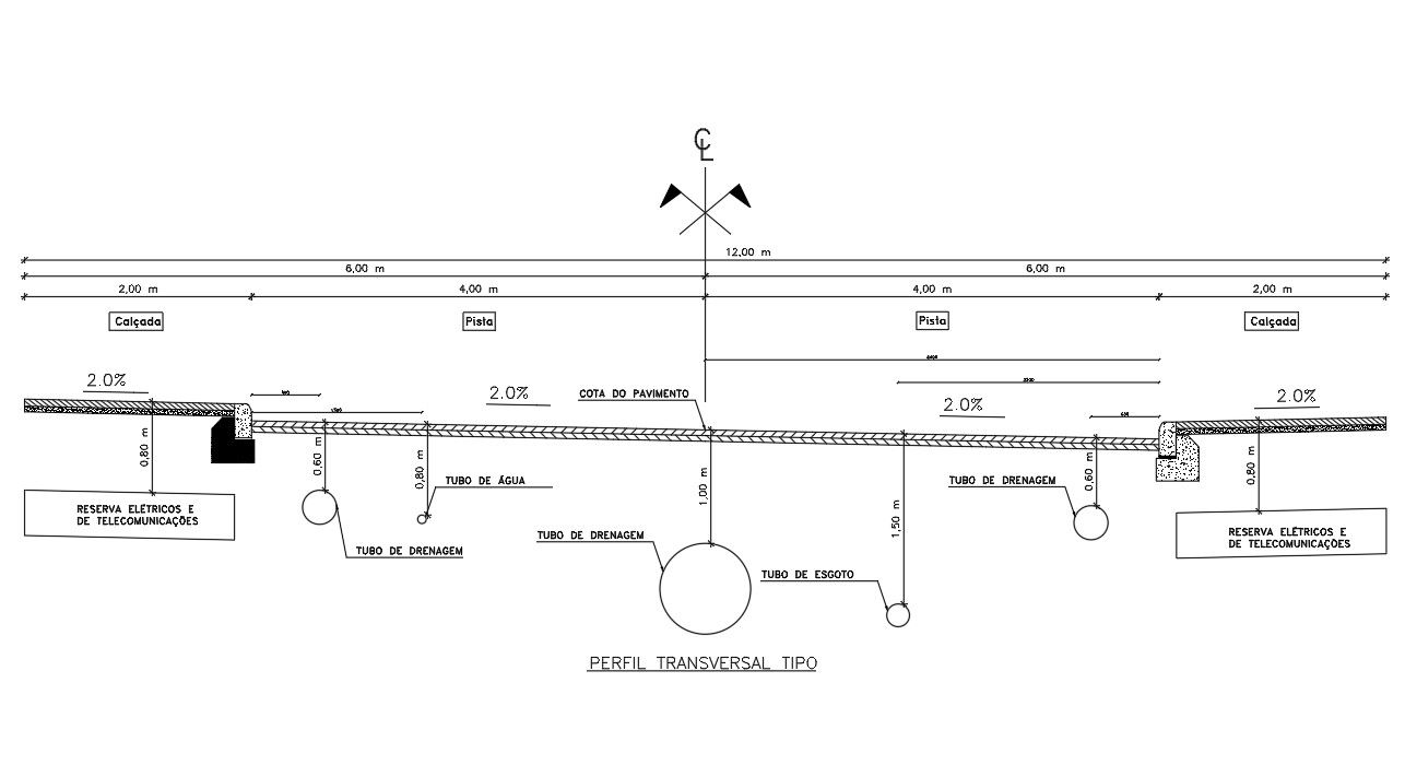 Typical cross-section details of the electric and telecommunication connection are given in this DWG Drawing. Download the AutoCAD DWG file.