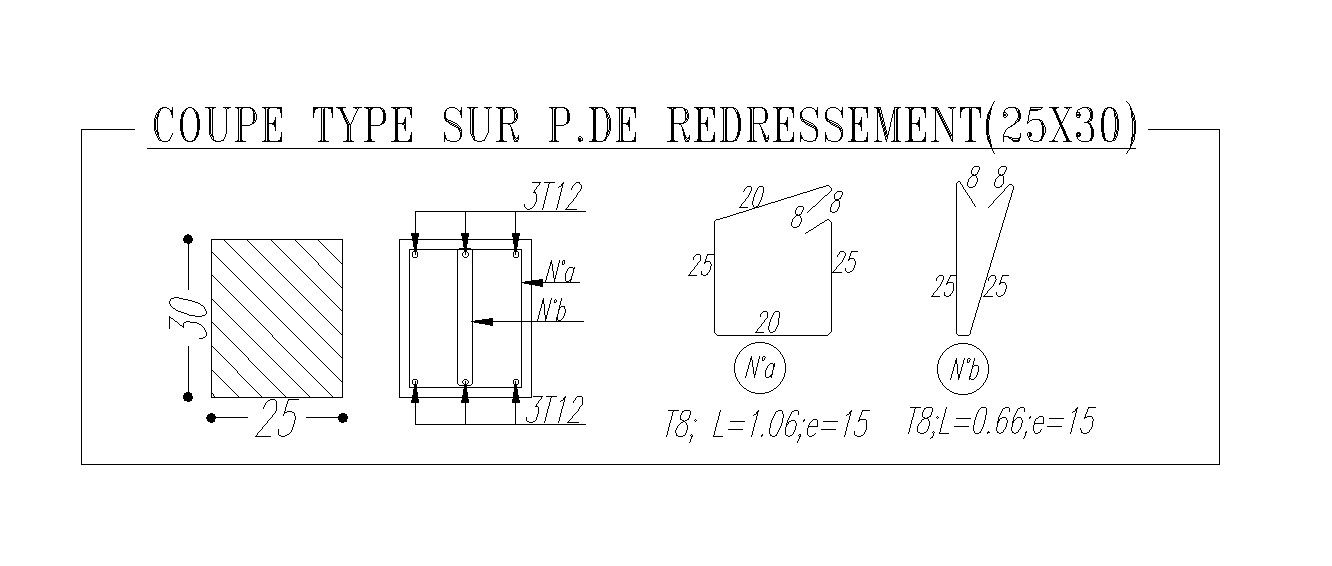 Typical cross section of beam with reinforcement details in AutoCAD 2D drawing, CAD file, dwg file