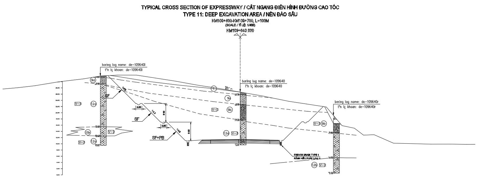 Typical cross section of expressway in detail AutoCAD 2D drawing, dwg file, CAD file