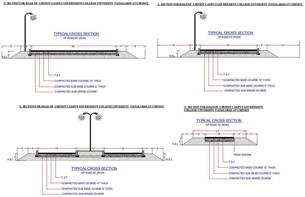 Typical cross-section of the road AutoCAD DWG Drawing File is given.Download the AutoCAD DWG file.