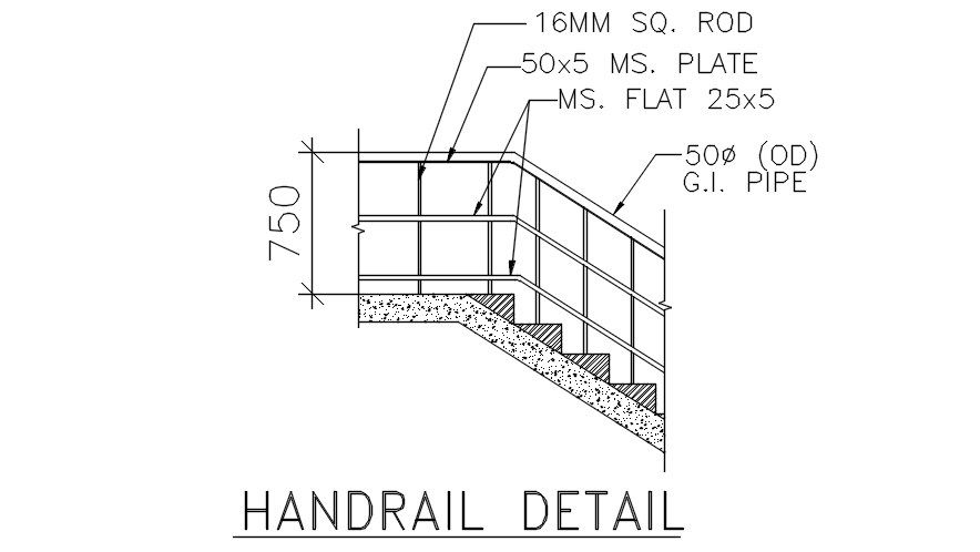 Typical detail of Handrail of a building. Download the AutoCAD DWG file.
