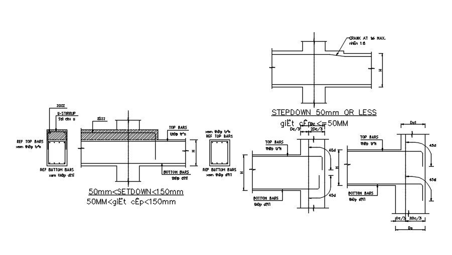Typical detail of beam in AutoCAD 2D drawing, dwg file, CAD file