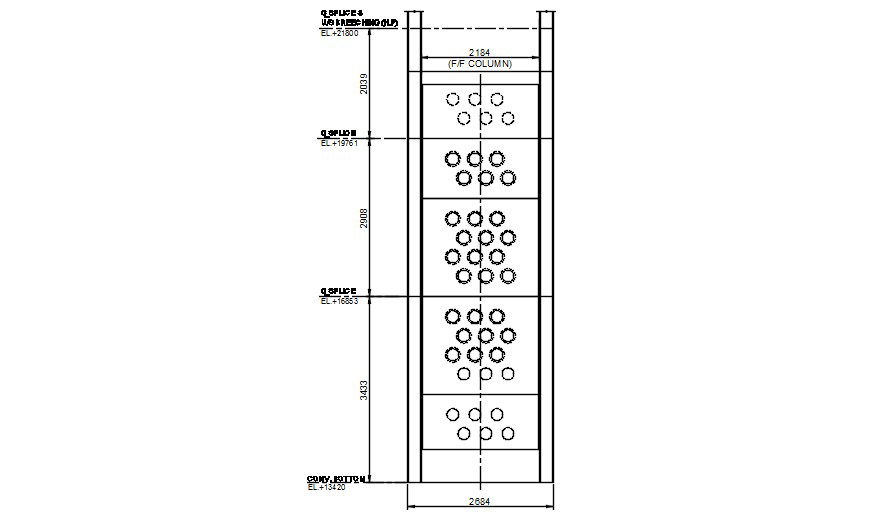 Typical detail of convection splice of ladder is given in this 2D Autocad DWG drawing file. Download the 2D Autocad DWG drawing file.