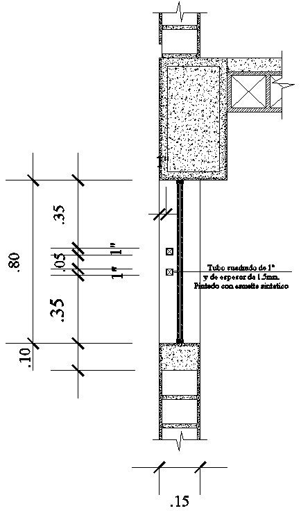 Typical detail of low window protector placement in detail AutoCAD drawing, DWG file, CAD file