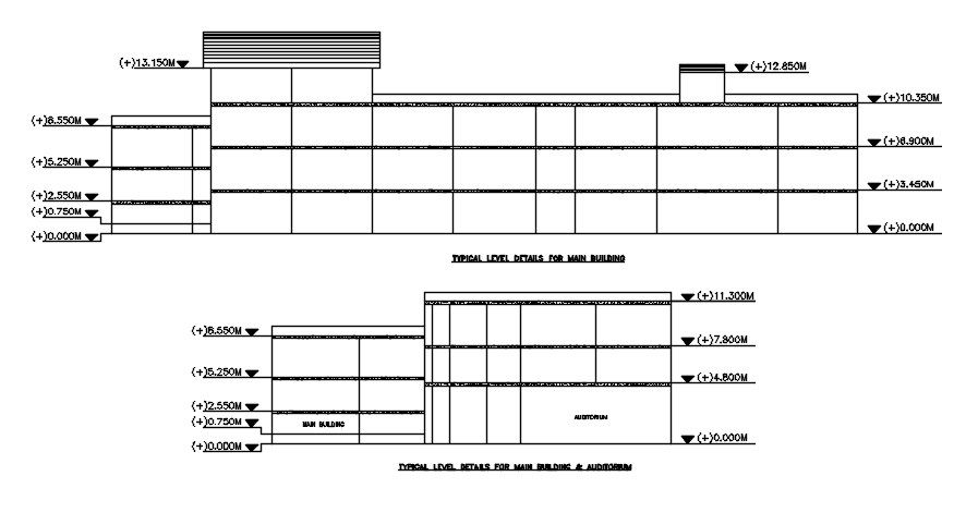 Typical details of School main building. Download AutoCAD 2D file.