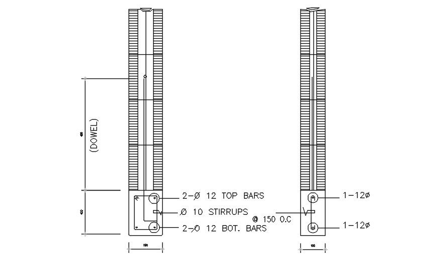 Typical details of lintel beams in AutoCAD 2D drawing, dwg file, CAD file