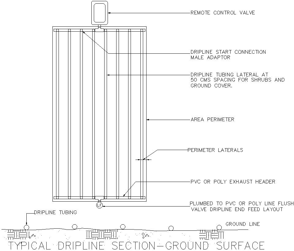 Typical dripline section with detail AutoCAD drawing
