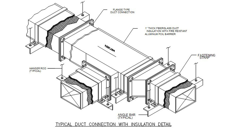 Typical Duct Connection With Insulation Detail Is Given In This 2D 