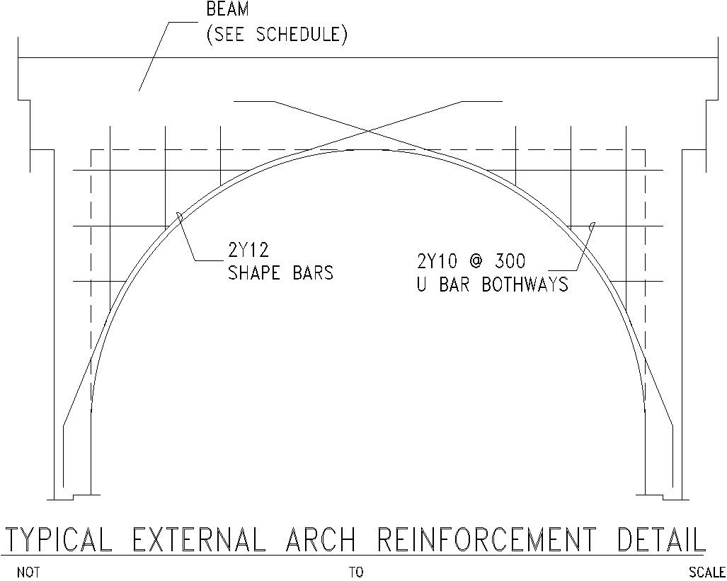 Typical external Arch reinforcement detail in AutoCAD, dwg files.