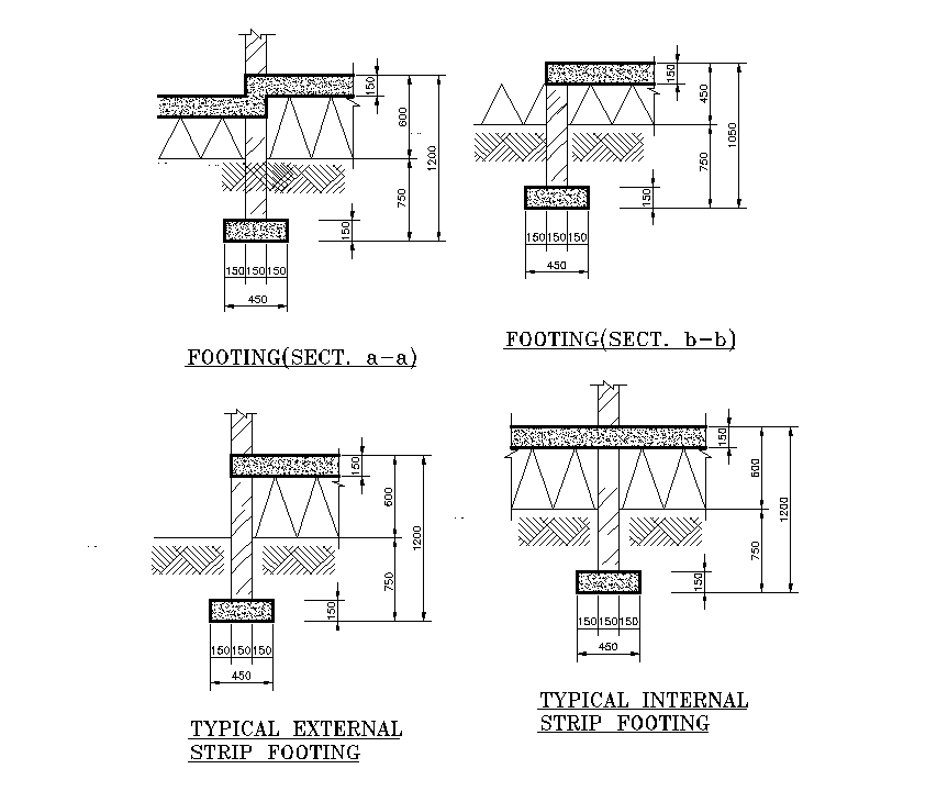 Typical external & internal footings are given for 17x16m house plan is given in this Autocad file.Download now.