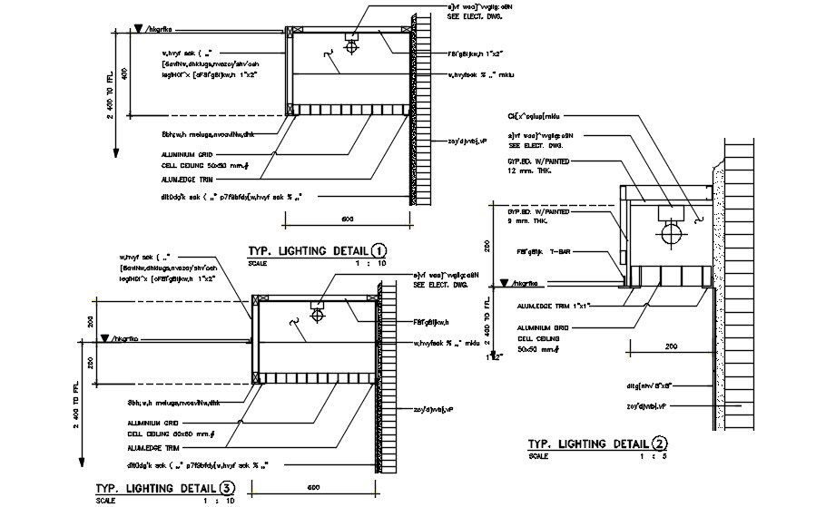 Typical lighting details of the hospital building shown in the autocad dwg drawing file. Download the Auotcad 2D DWG drawing file.
