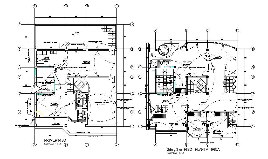 Typical plan of 2 and 3rd floor plan is given in this 2D Autocad DWG drawing file.Download the Autocad file.