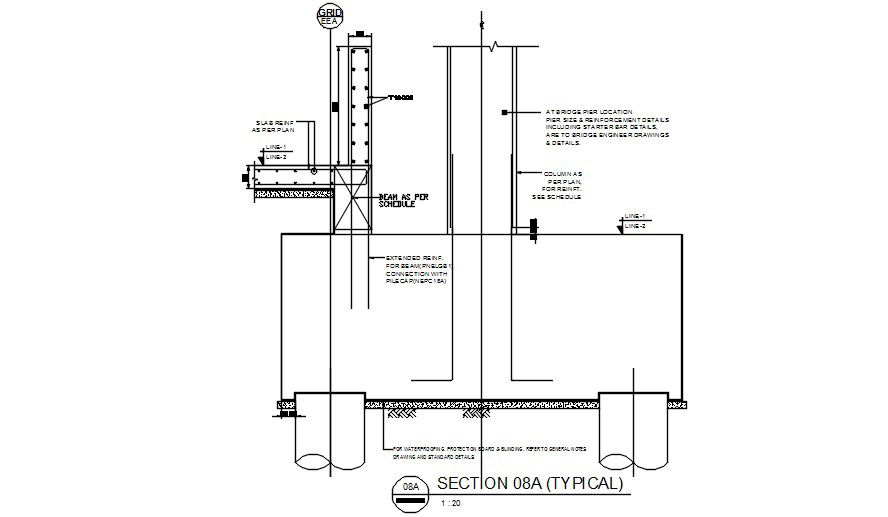 Typical reinforcement section details of beam and slab are given in this AutoCAD Drawing File. Download the AutoCAD file now.