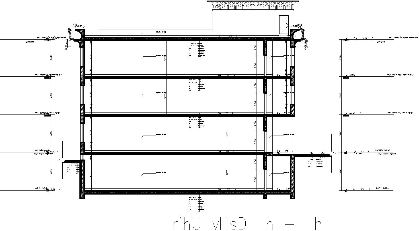 Typical section of commercial building with detail AutoCAD drawing