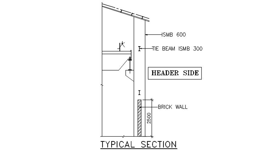 Typical section of header side of water intake well has given in the Autocad 2D DWG drawing file. Download the Autocad DWG drawing file.