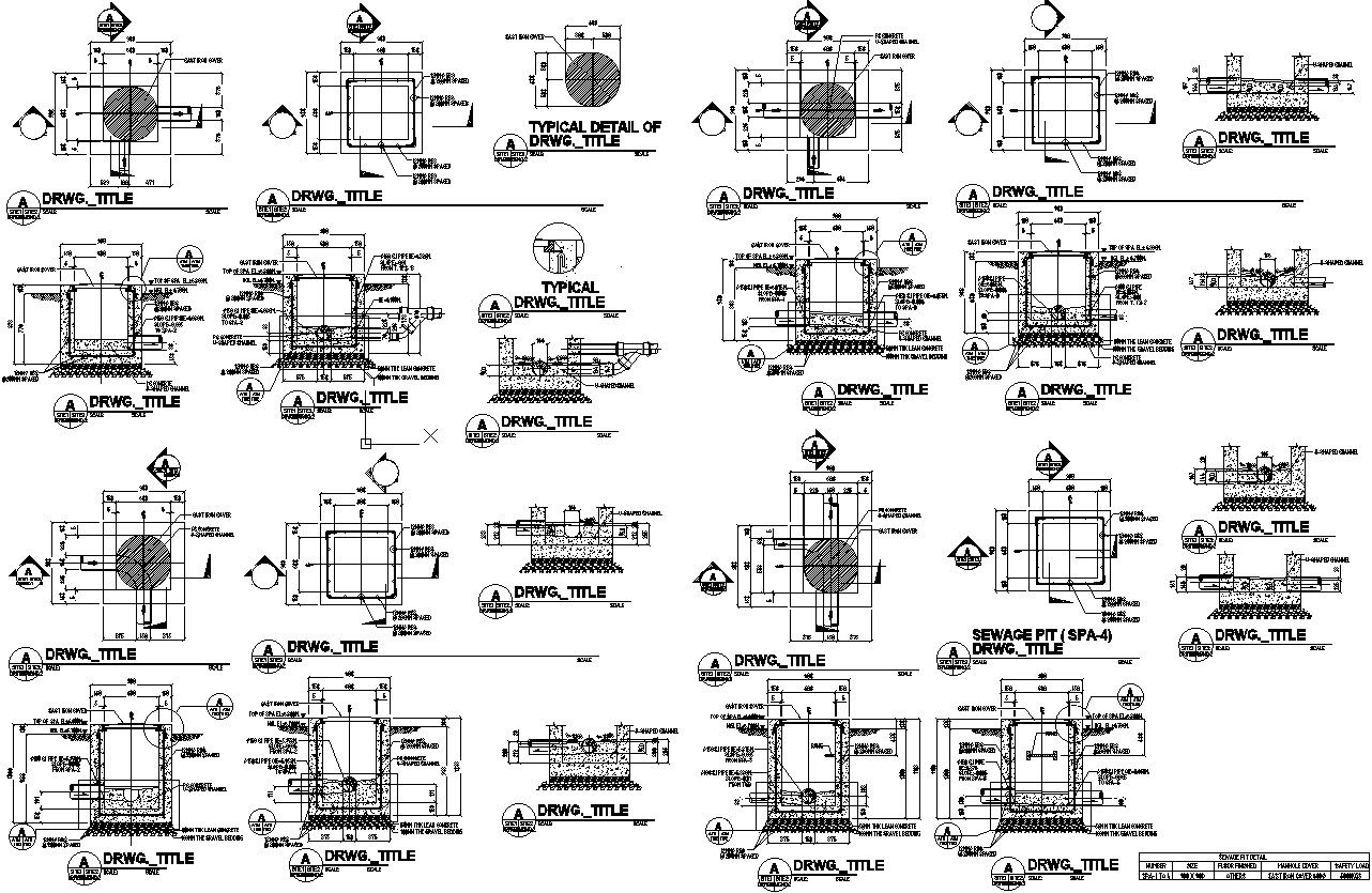 Typical sections of manhole with detail AutoCAD drawing