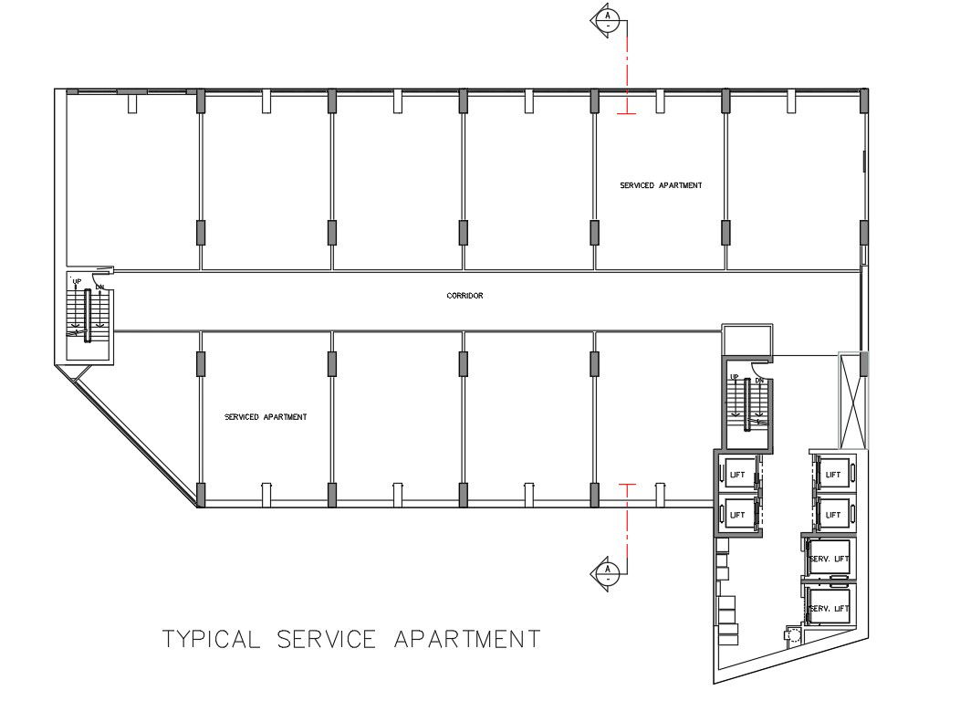 Typical service apartment details in AutoCAD 2D drawing, dwg file, CAD file