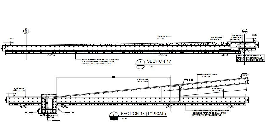 Typical slab section details are given in this 2d AutoCAD Drawing File.Download the AutoCAD file now.